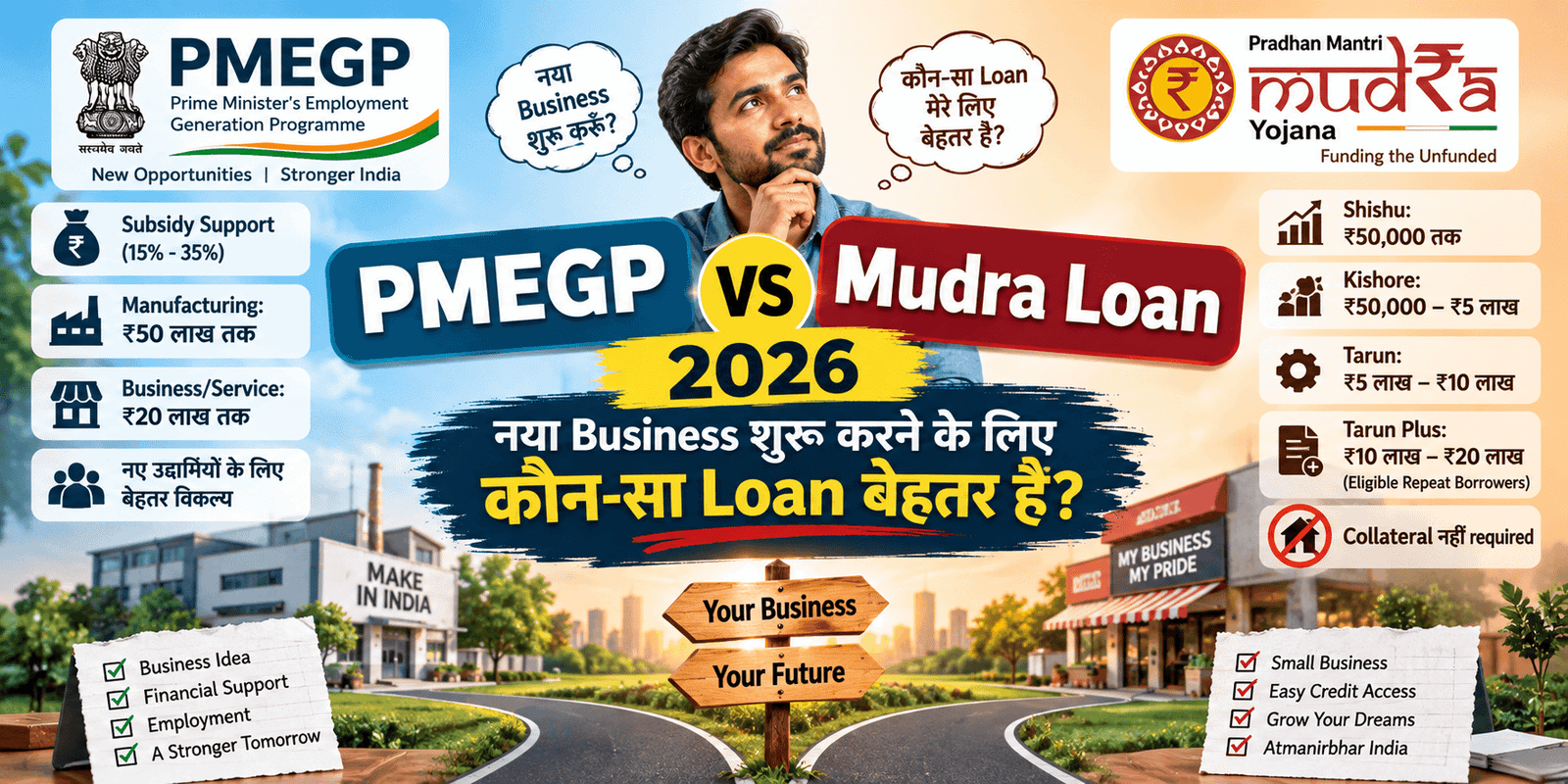 PMEGP vs Mudra Loan 2026 comparison for starting a new business